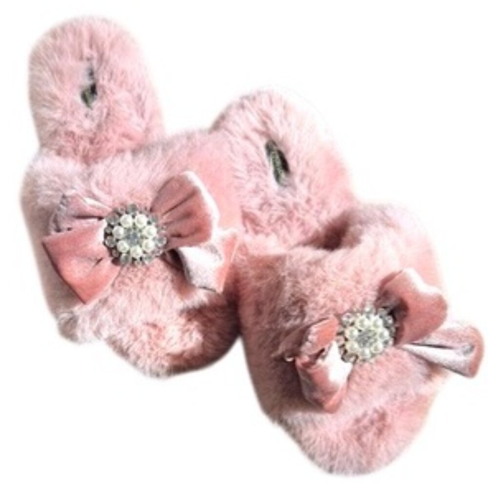 Pretty You London Woman's Faux Fur Embellished Rose Pink Sz 6.5 - 7.5 #06